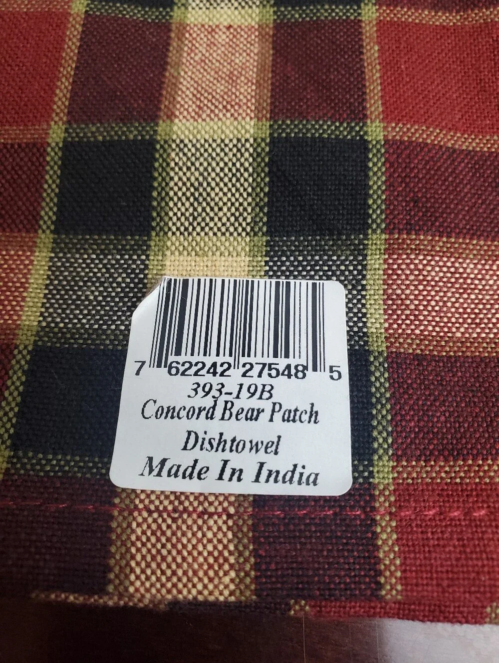 Set Of 2 NWT Concord Bear By Park Designs Kitchen Towels Plaid Rustic Primitive